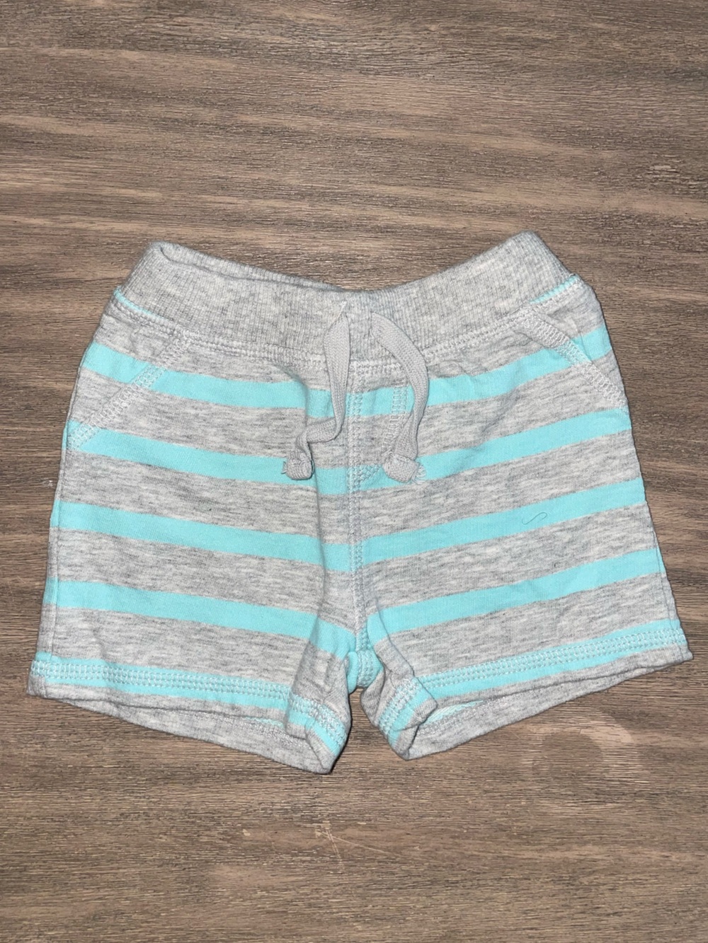 jumping beans Gray and Aqua Striped Knit Shorts